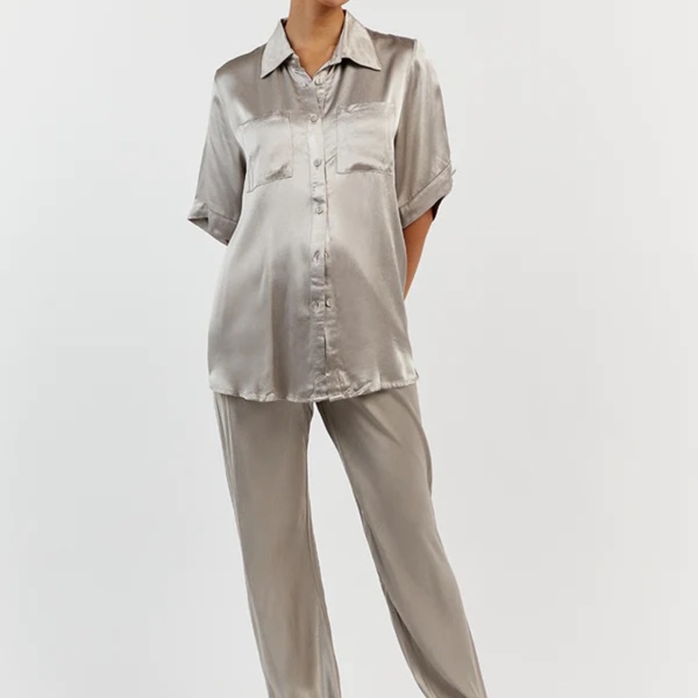 NWT DISSH SIMONE PEWTER SATIN BIAS CUT